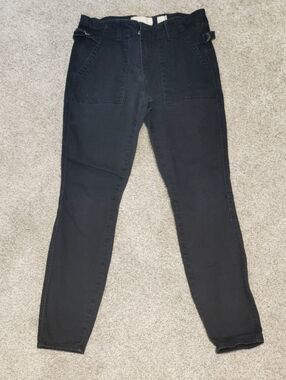 Women's High-Rise Black Jeans with Adjustable Waist Tabs